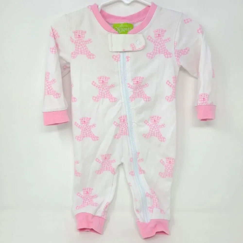 CLASSIC WHIMSY One Piece‎ Sleeper Outfit 3 Months White Pink Gingham Bears